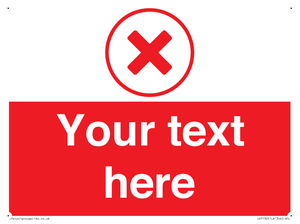 Custom red background, red cross in circle sign